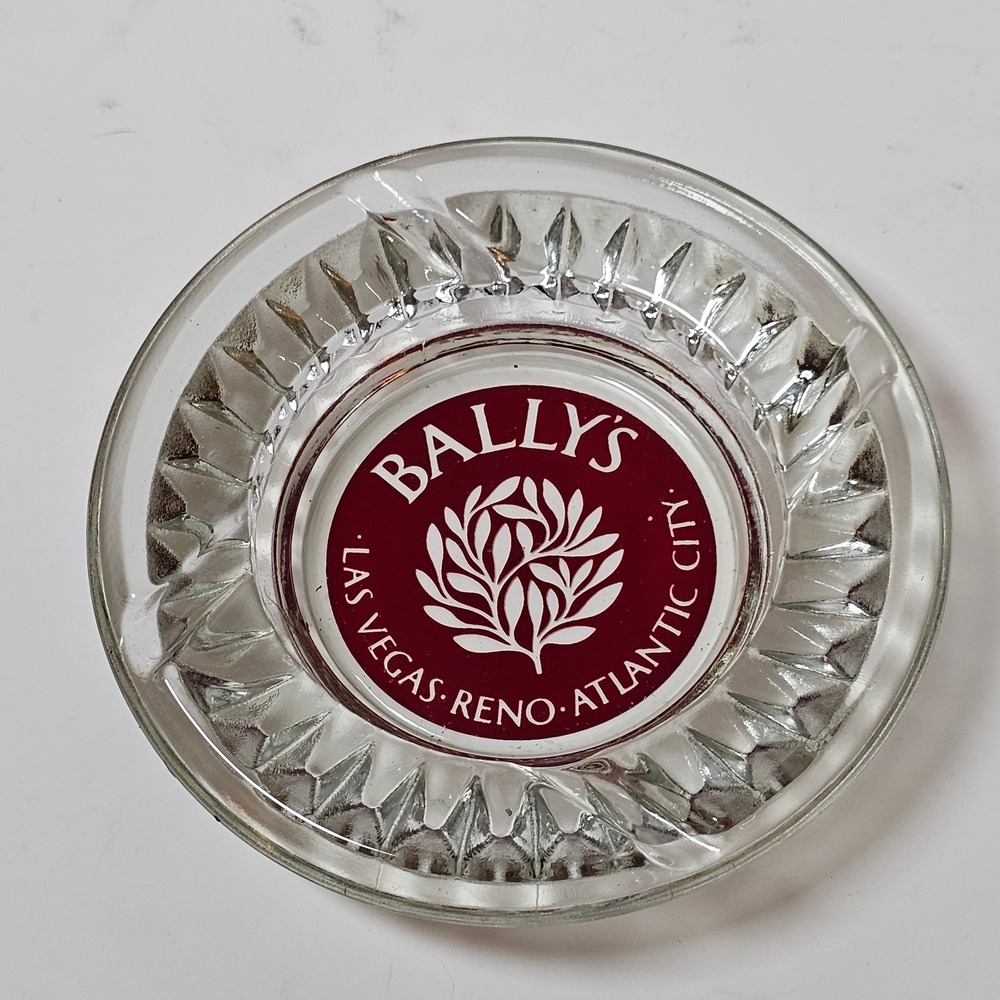 Vintage Ballys Casino Glass‎ Ashtray Las Vegas Reno Atlantic City Clear Maroon